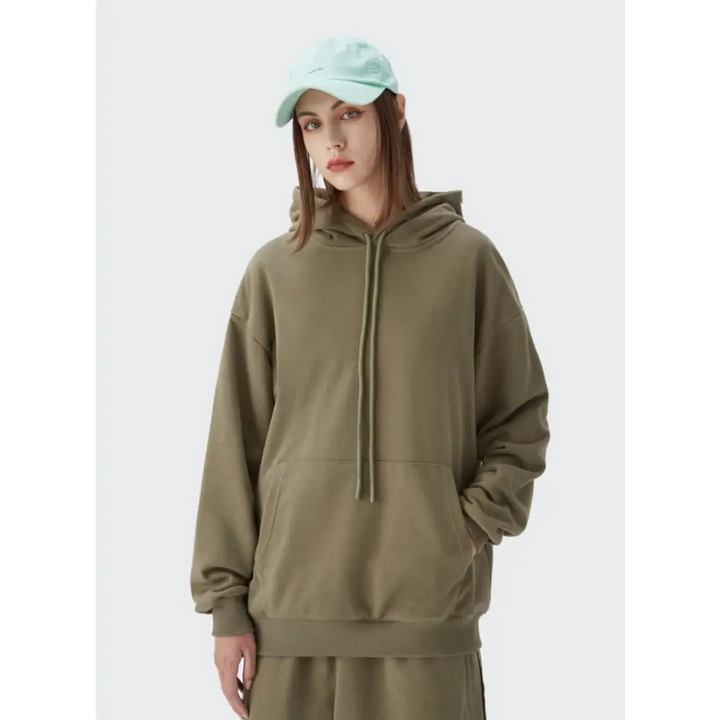Comfy oversized drawstring hoodie y2k - khaki / s - hoodies