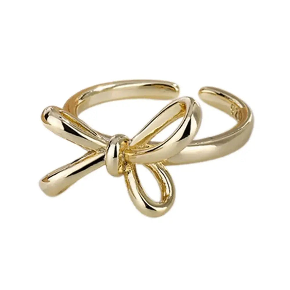 Coquette aesthetic bow ring - adjustable / gold - ring