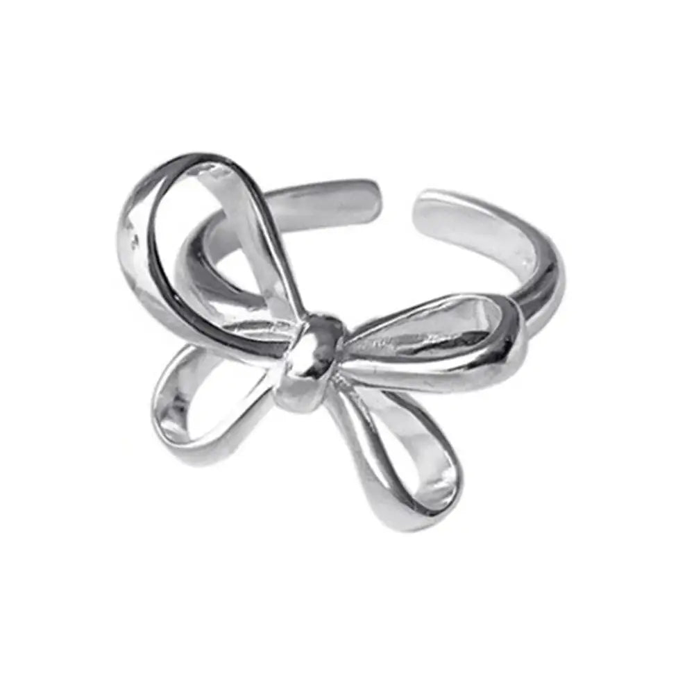 Coquette aesthetic bow ring - adjustable / silver - ring