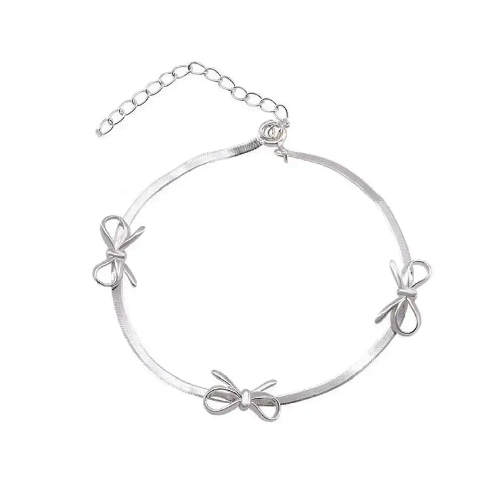 Coquette aesthetic bows bracelet - standart / silver - bracelet