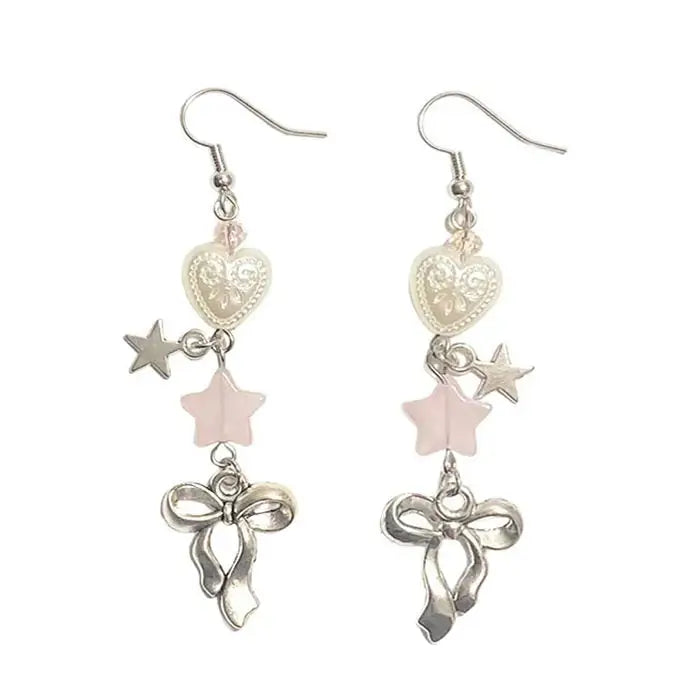 Coquette bow drop earrings for a stylish look - standart / white - earrings