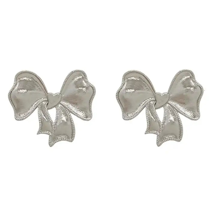 Coquette bow earrings - standart / silver - earrings