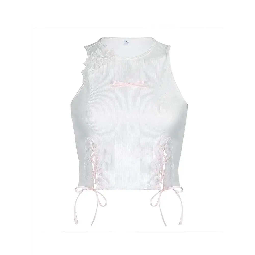 Coquette bow tie up tank top - white / s