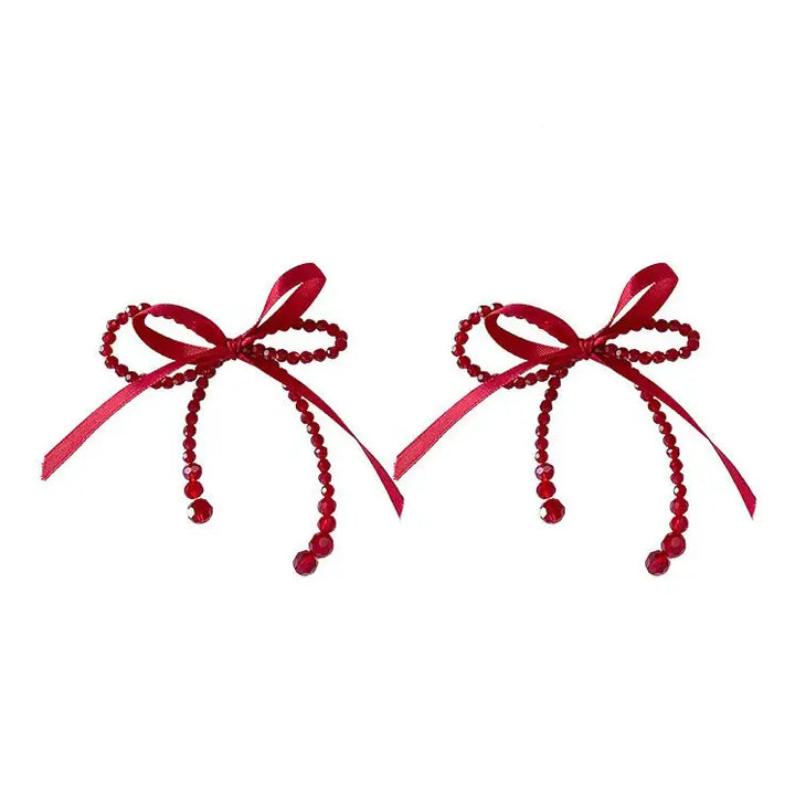 Cute red bow earrings for your coquette aesthetic outfit - earrings