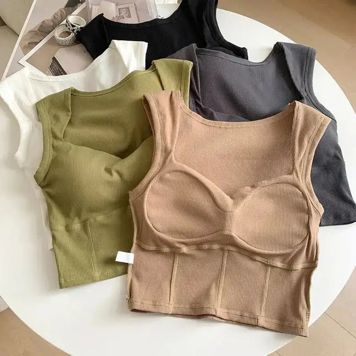 Corduroy square neck crop top for chic comfort and style