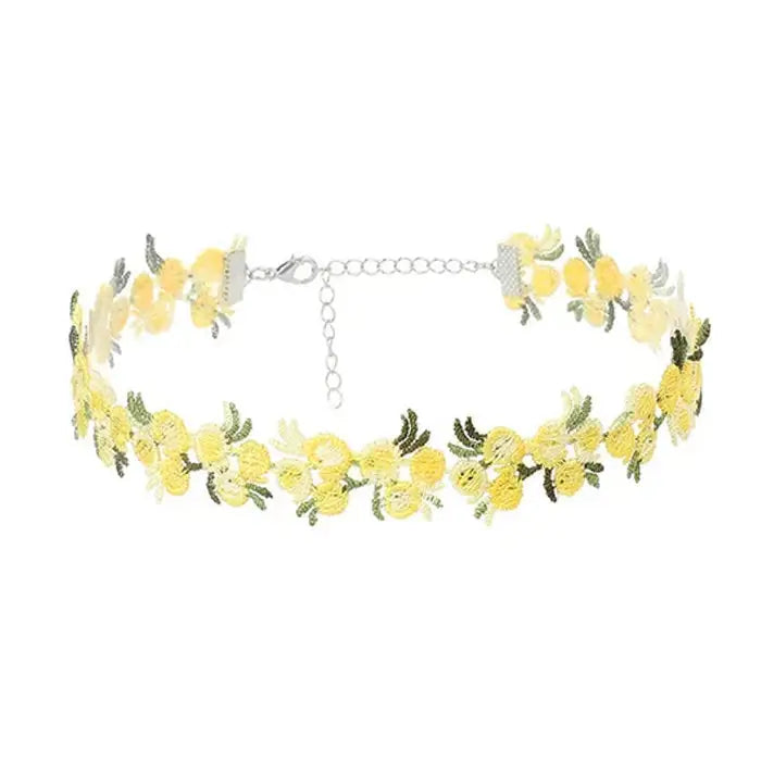 Cottagecore crochet flower choker - standart / yellow - necklace