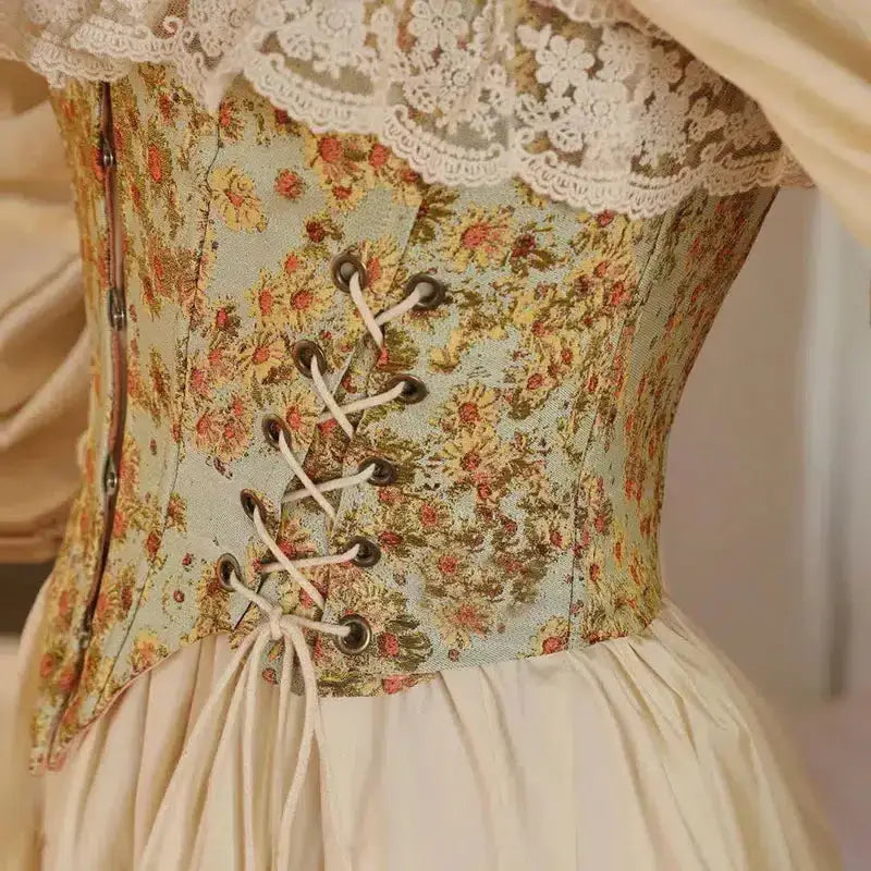 Cottagecore aesthetic lace-up floral top for y2k style