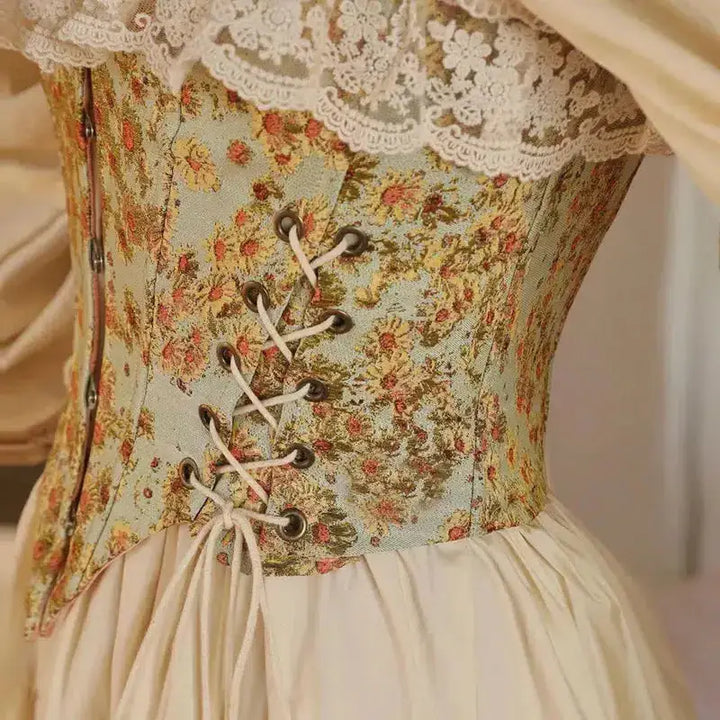 Cottagecore aesthetic lace-up floral top for y2k style