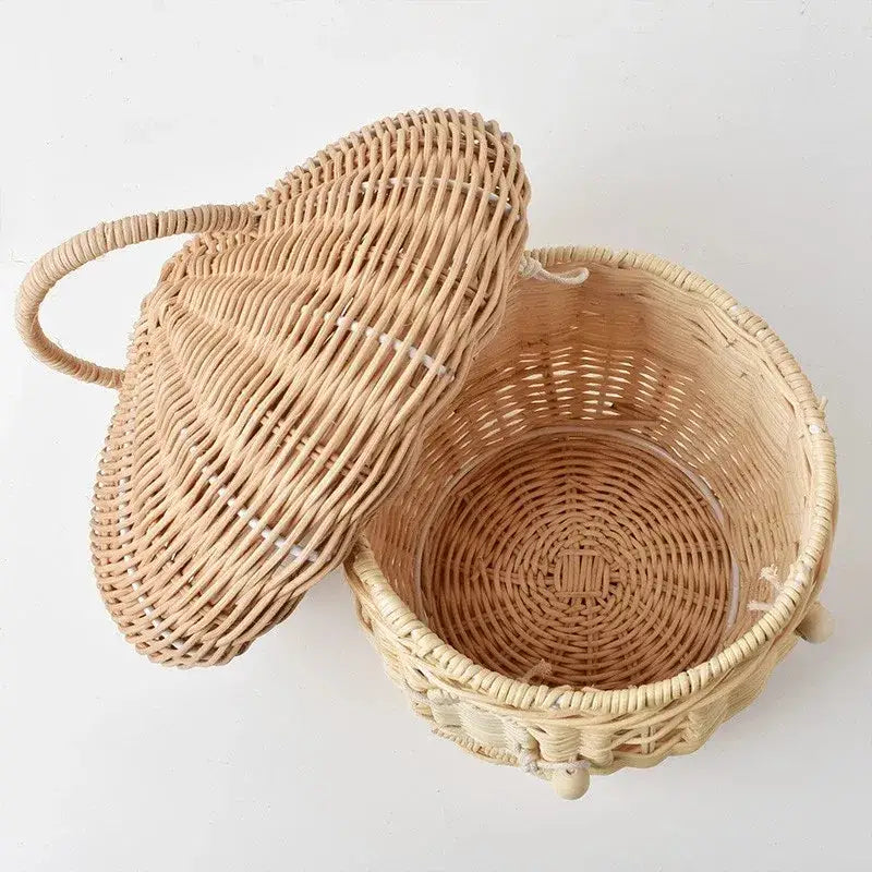 Cottagecore mushroom basket for dreamy forest decor