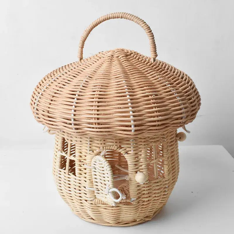 Cottagecore mushroom basket for dreamy forest decor