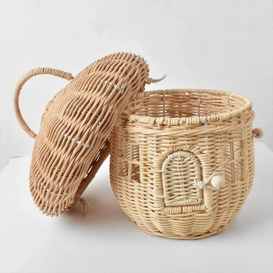 Cottagecore mushroom basket for dreamy forest decor
