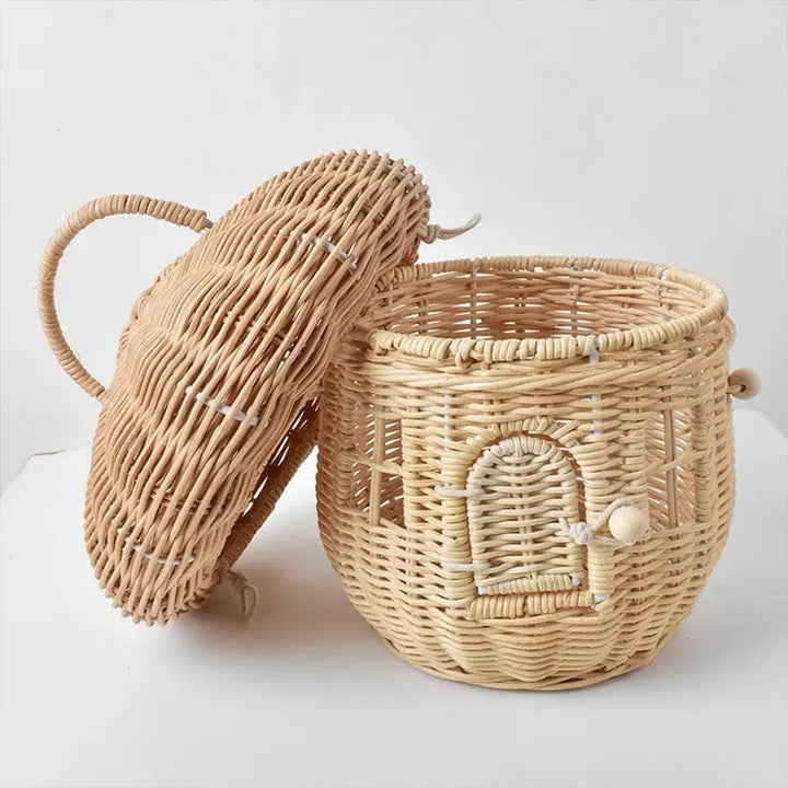 Cottagecore mushroom basket for dreamy forest decor