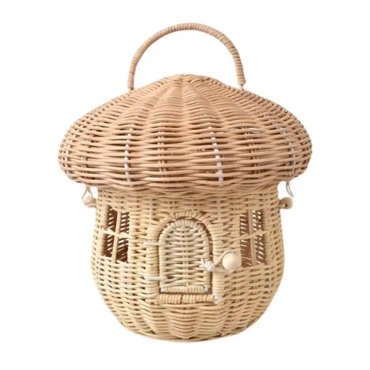 Cottagecore mushroom basket for dreamy forest decor