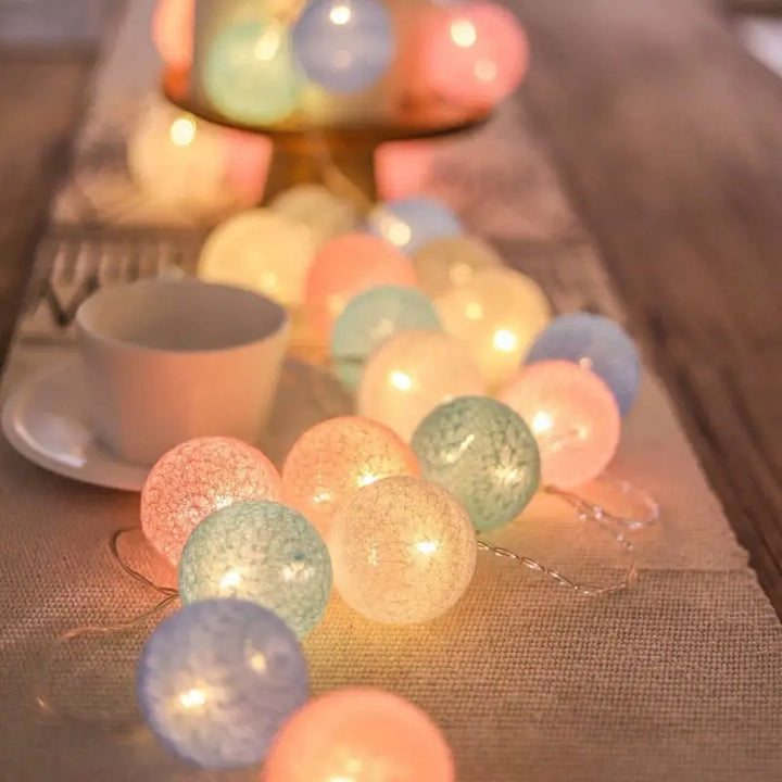 Aesthetic cotton ball string lights for room ambiance