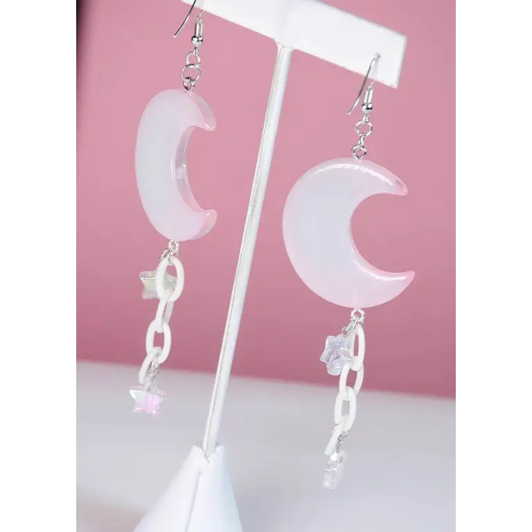 Cotton candy galaxy moon earrings - one size - women earrings