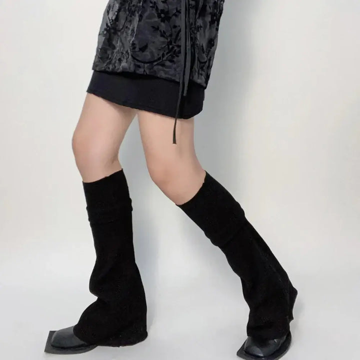 Cotton stretch acubi aesthetic leg warmers - black / one size