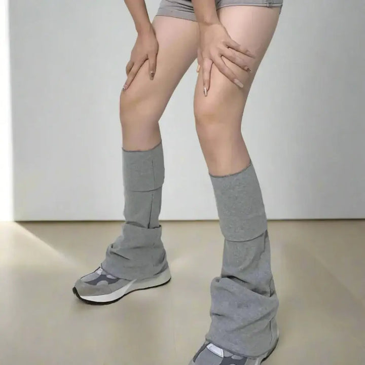 Cotton stretch acubi aesthetic leg warmers - grey / one size