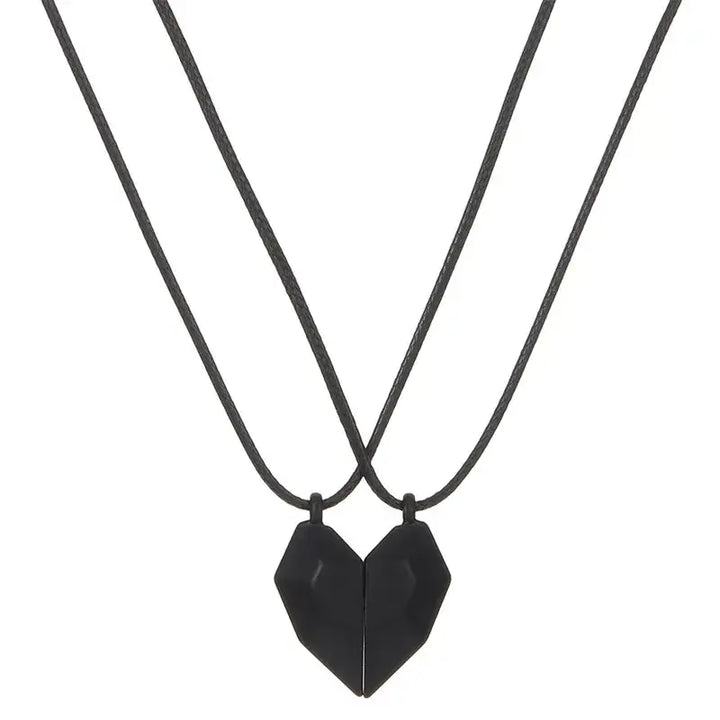 Couples magnetic hearts necklace y2k - black - necklaces