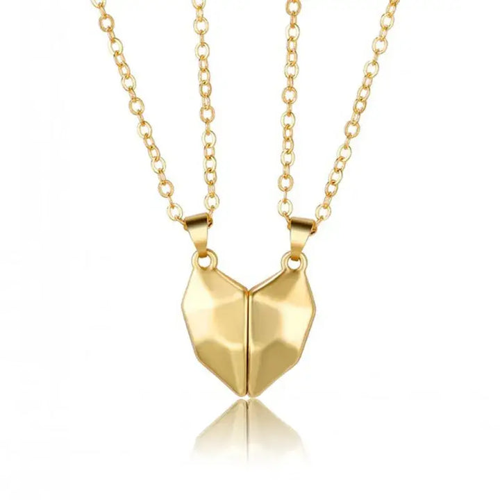 Couples magnetic hearts necklace y2k - gold - necklaces