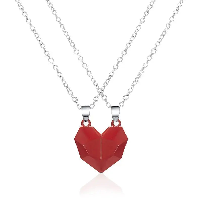 Couples magnetic hearts necklace y2k - red - necklaces