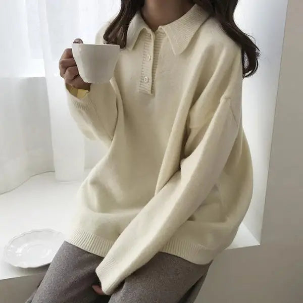 Cozy days button neck sweater