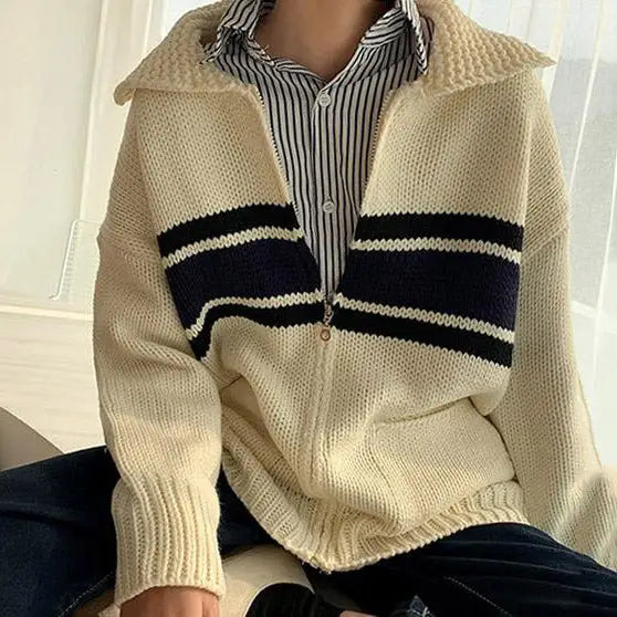 Cozy days zip up jumper - free size / white - sweater