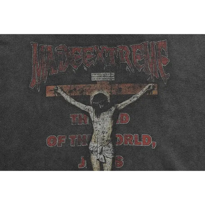 Crucifix washed hoodie y2k - hoodies