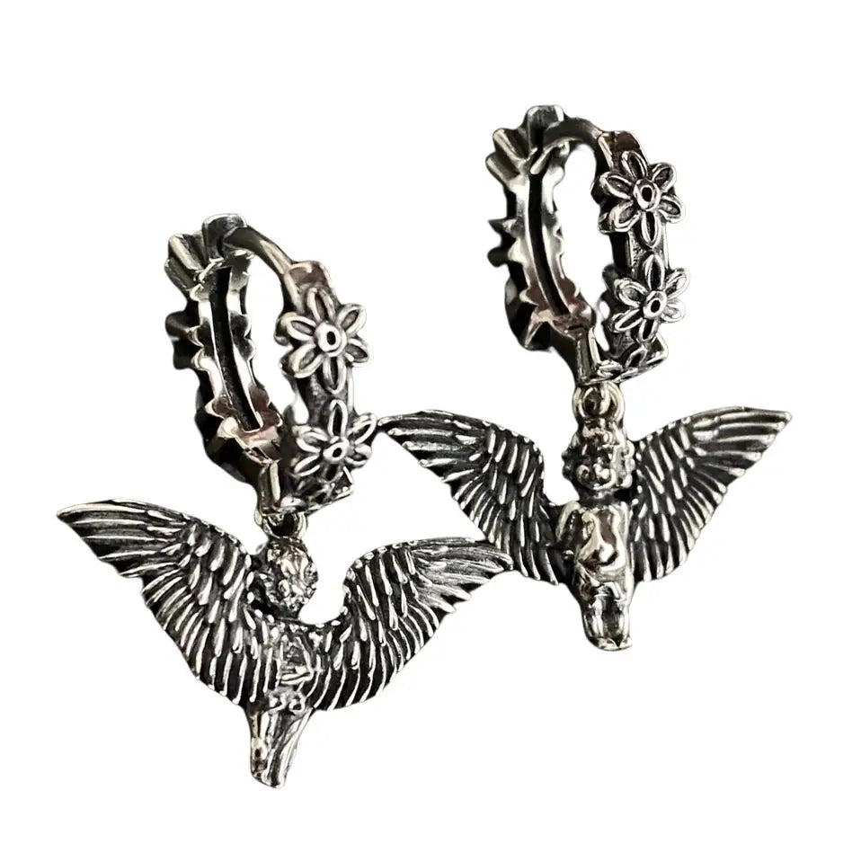 Angel aesthetic earrings for y2k and grandmacore styles - standart / silver - earrings