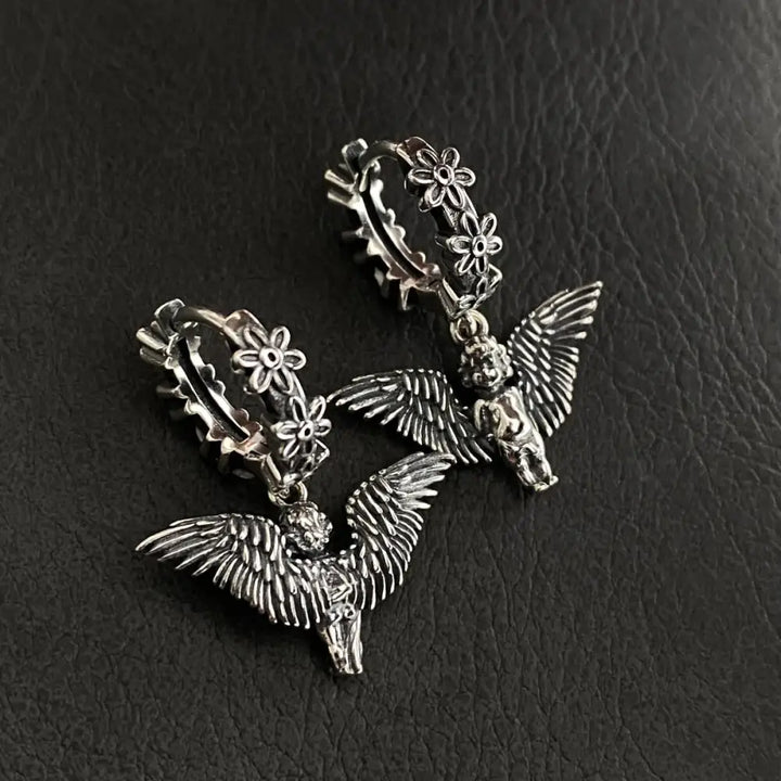 Angel aesthetic earrings for y2k and grandmacore styles - standart / silver - earrings