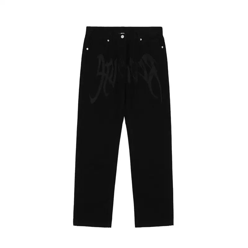 Jeans noirs personnalisés y2k pour streetwear