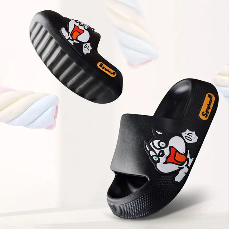 Y2k cute animal slippers for trendy streetwear style - black husky / 36/37 (insole 23.5cm)