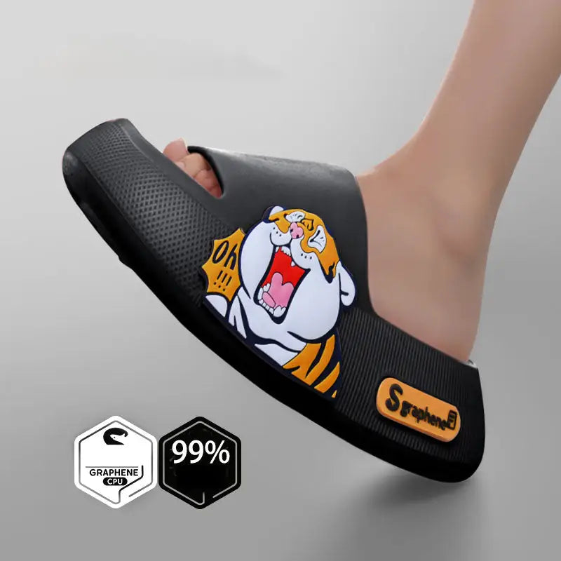 Y2k cute animal slippers for trendy streetwear style - black tiger / 36/37 (insole 23.5cm)