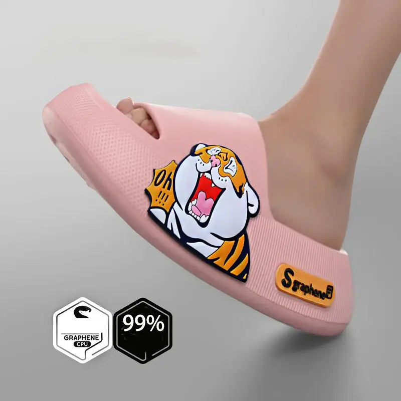 Y2k cute animal slippers for trendy streetwear style - pink tiger / 36/37 (insole 23.5cm)