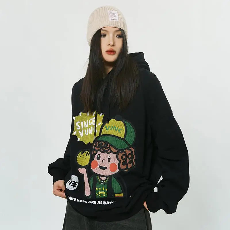 Cute boy graphic print oversized hoodie y2k - hoodies