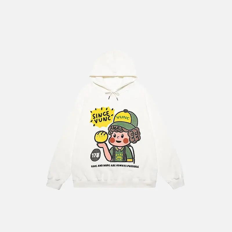 Cute boy graphic print oversized hoodie y2k - white / m - hoodies