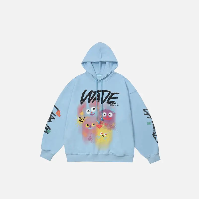 Cute graphic print hoodie y2k - blue / m - hoodies
