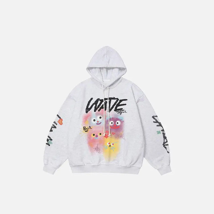 Cute graphic print hoodie y2k - gray / m - hoodies