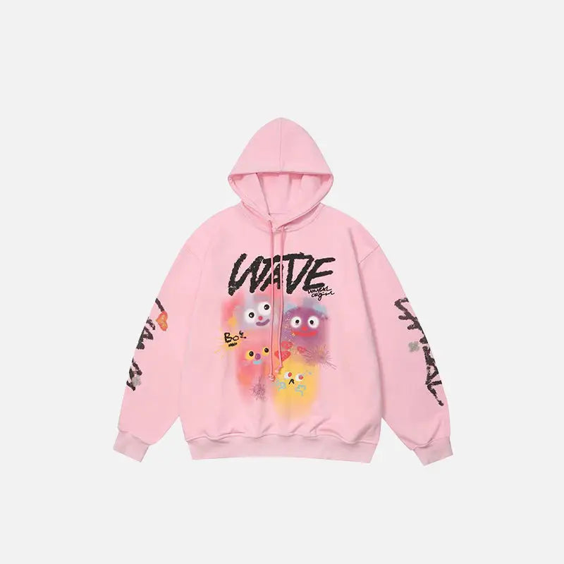 Cute graphic print hoodie y2k - pink / m - hoodies