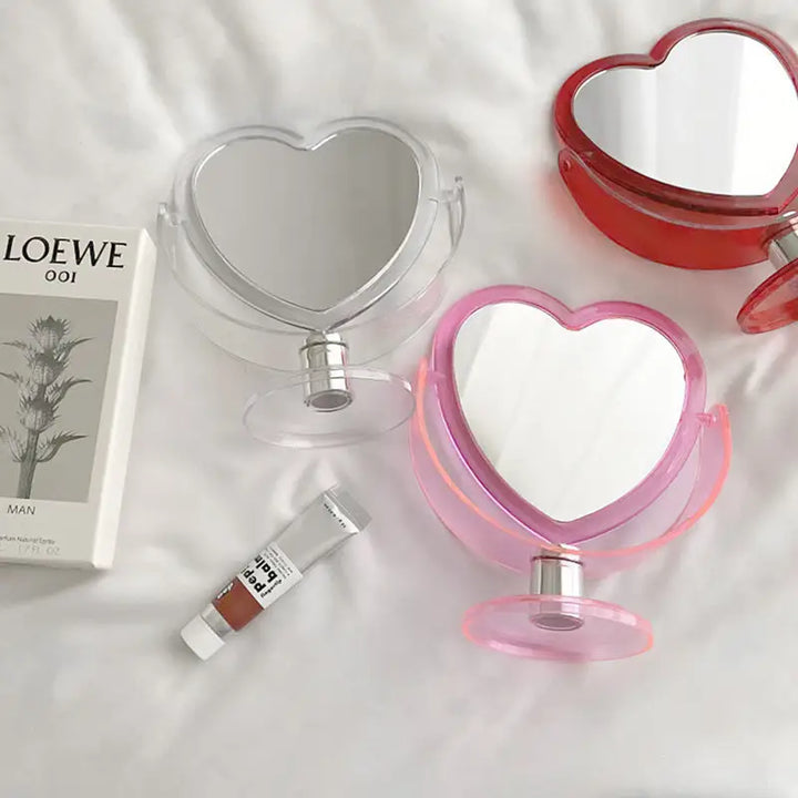 Cute heart makeup mirror for aesthetic desk and bedroom decor