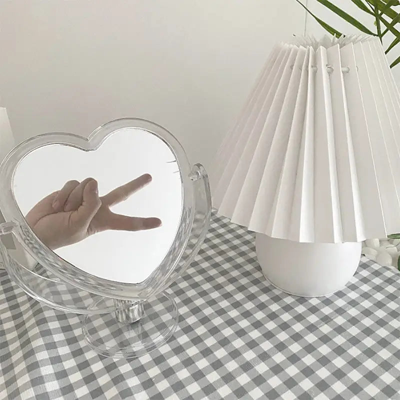 Cute heart makeup mirror for aesthetic desk and bedroom decor