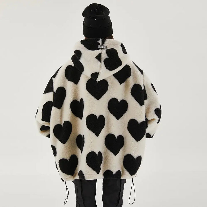 Cute heart-shaped jacket y2k - furry