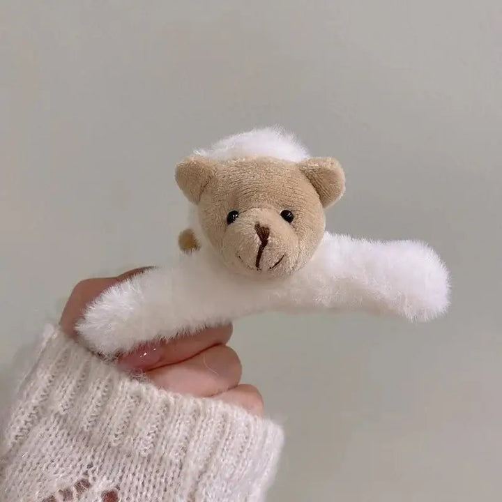 Cute little bear plush hair clip for whimsical hairstyles - c1 - clips