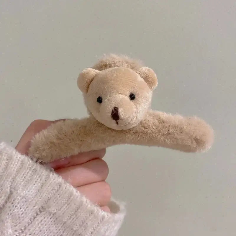 Cute little bear plush hair clip for whimsical hairstyles - c2 - clips