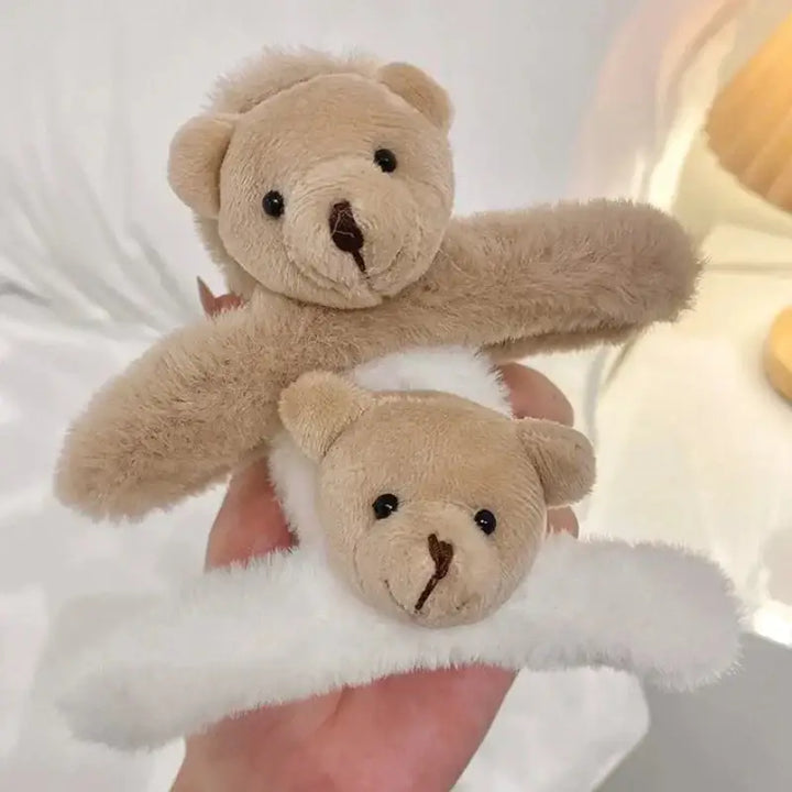 Cute little bear plush hair clip for whimsical hairstyles - clips