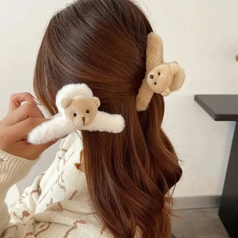 Cute little bear plush hair clip - clips