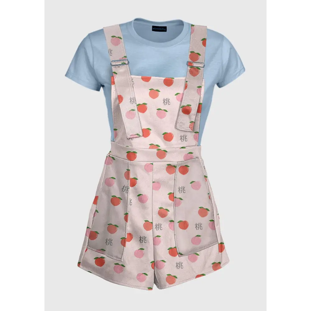 Cute peach fruit overalls - xs