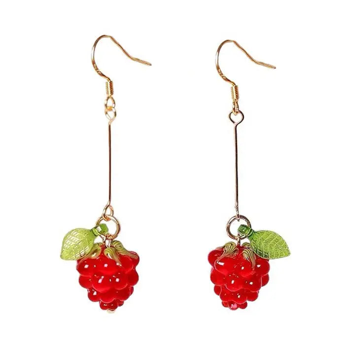 Cute raspberry earrings for a stylish accessory addition - long / red - earrings