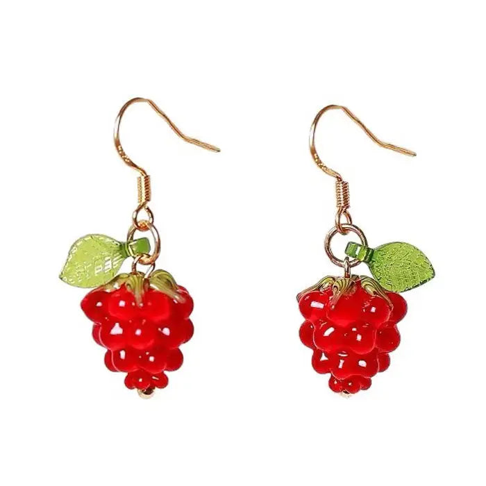 Cute raspberry earrings for a stylish accessory addition - short / red - earrings