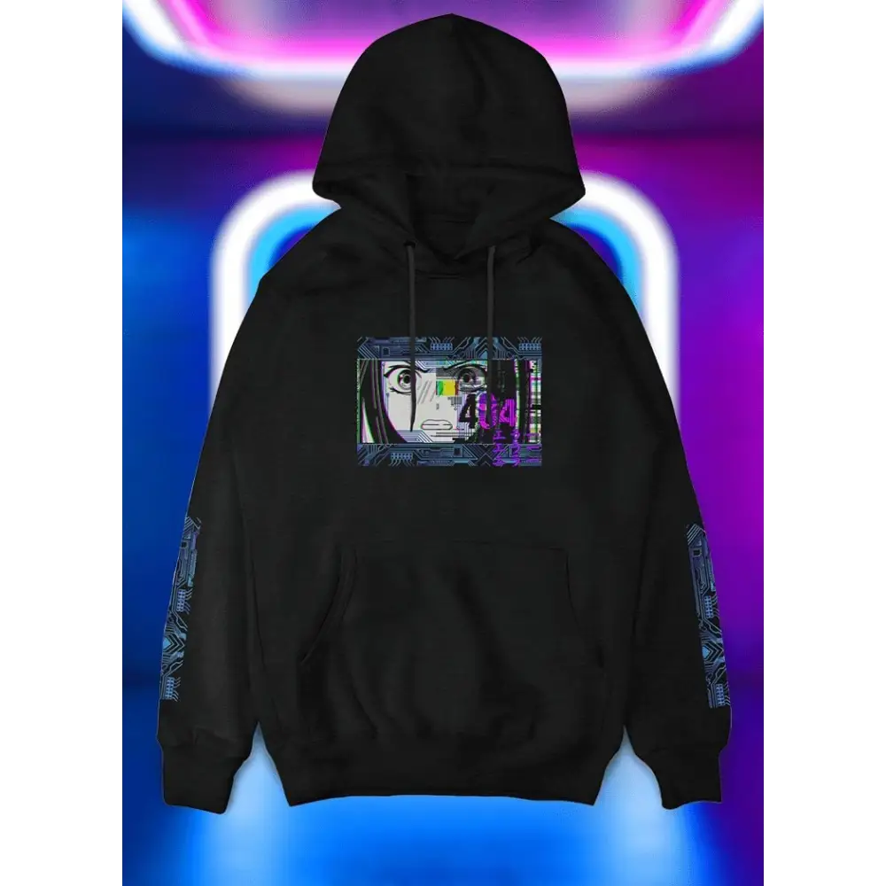 Cyberpunk glitch hoodie - s / black - unisex hoodies