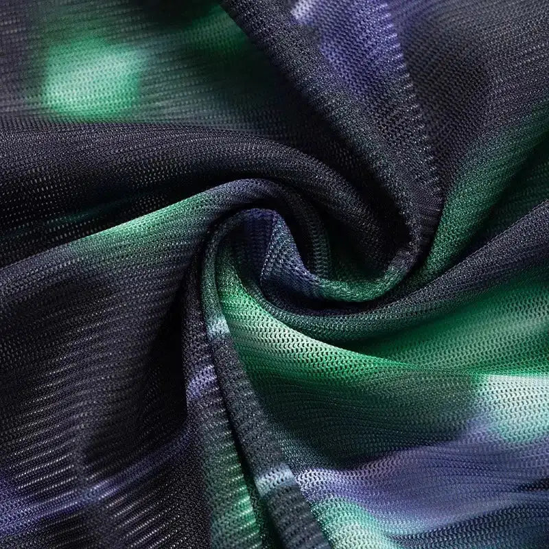 Seamless mesh top with ethereal green lights for cyberpunk aesthetic